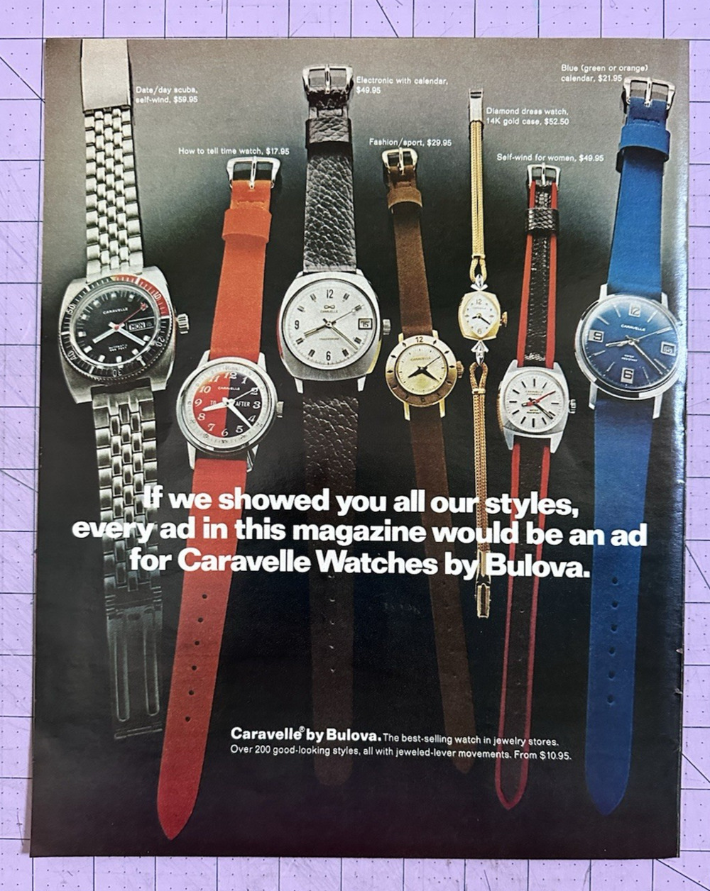 Vintage Bulova Caravelle Watch Print Ad 1972